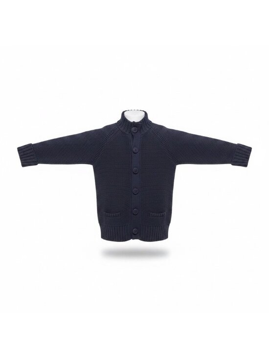 Chico's Sweaters - Chicos Womens Navy Cotton Button-Front Knit Cardigan Sweater Size 2